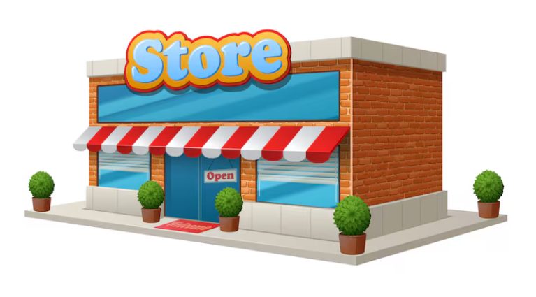 Example input image of a cartoon storefront